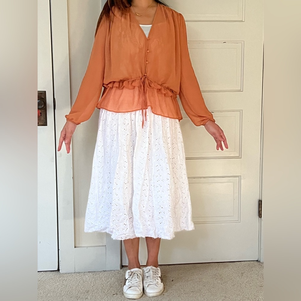 Lucy Paris blouse / size S  / delicately laced around neck line